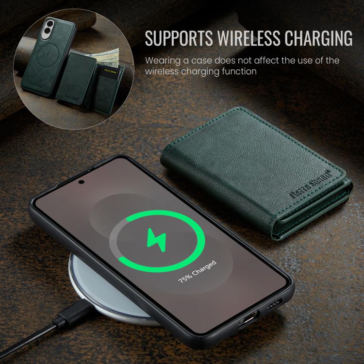 For Samsung Galaxy S25 Edge 5G Fierre Shann 2 in 1 Holder RFID Card Slot Wallet MagSafe Phone Case