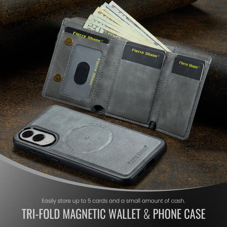 For Samsung Galaxy S25 Edge 5G Fierre Shann 2 in 1 Holder RFID Card Slot Wallet MagSafe Phone Case