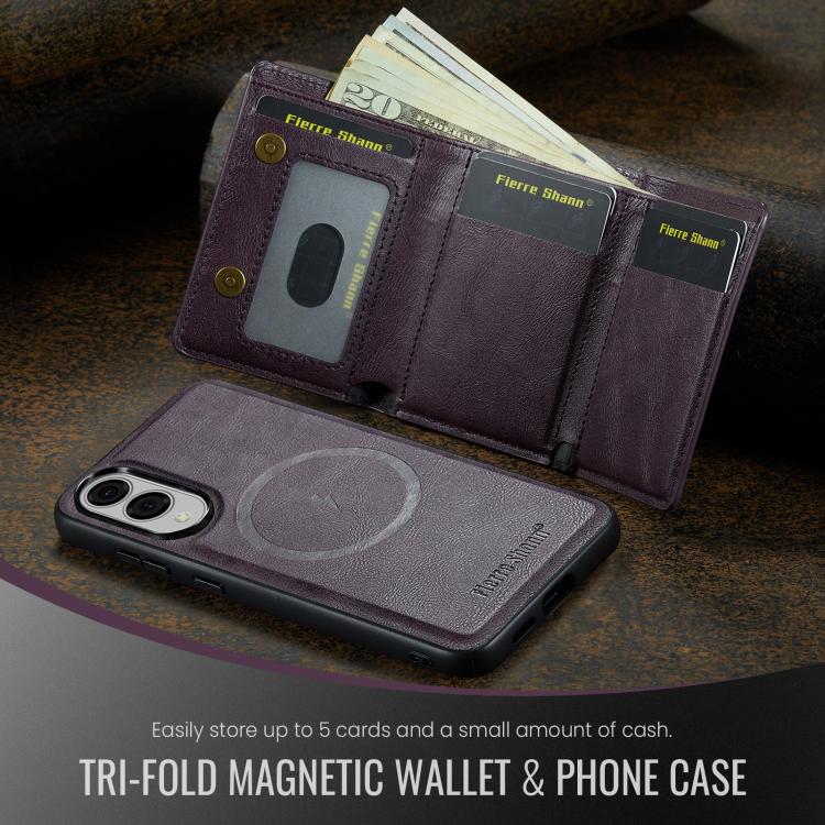 For Samsung Galaxy S25 Edge 5G Fierre Shann 2 in 1 Holder RFID Card Slot Wallet MagSafe Phone Case