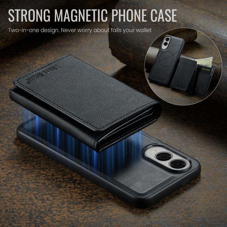 For Samsung Galaxy S25 Edge 5G Fierre Shann 2 in 1 Holder RFID Card Slot Wallet MagSafe Phone Case