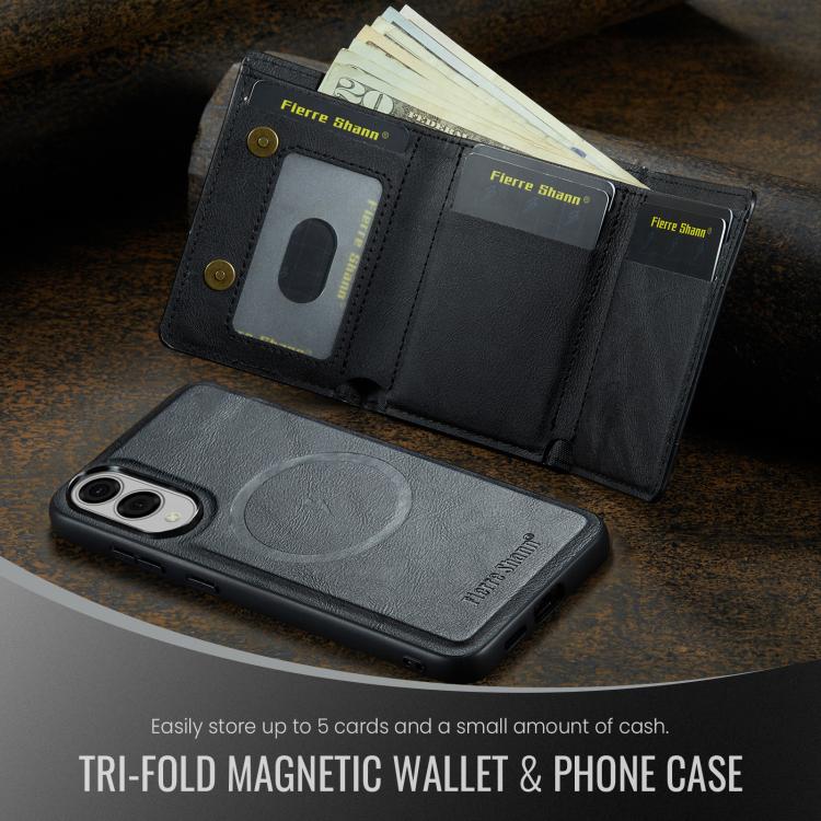 For Samsung Galaxy S25 Edge 5G Fierre Shann 2 in 1 Holder RFID Card Slot Wallet MagSafe Phone Case