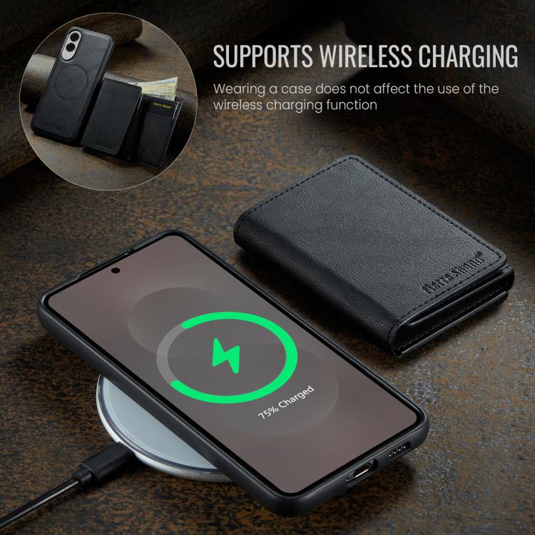 For Samsung Galaxy S25 Edge 5G Fierre Shann 2 in 1 Holder RFID Card Slot Wallet MagSafe Phone Case
