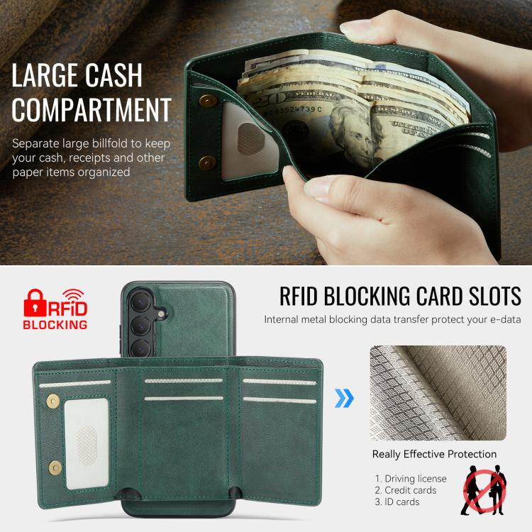 For Samsung Galaxy S25+ 5G Fierre Shann 2 in 1 Holder RFID Card Slot Wallet MagSafe Phone Case