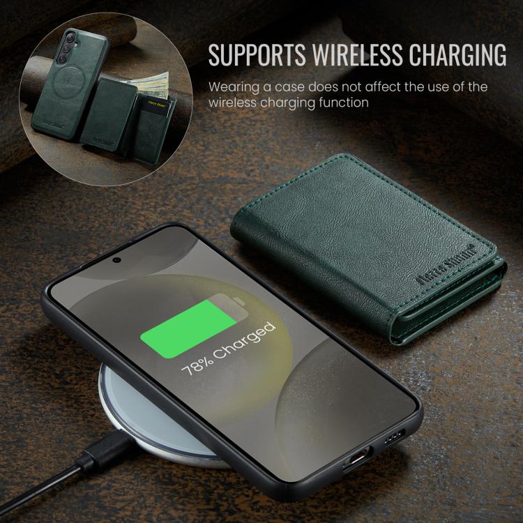 For Samsung Galaxy S25+ 5G Fierre Shann 2 in 1 Holder RFID Card Slot Wallet MagSafe Phone Case