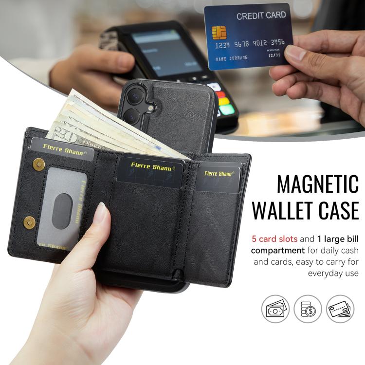 For Samsung Galaxy S25+ 5G Fierre Shann 2 in 1 Holder RFID Card Slot Wallet MagSafe Phone Case