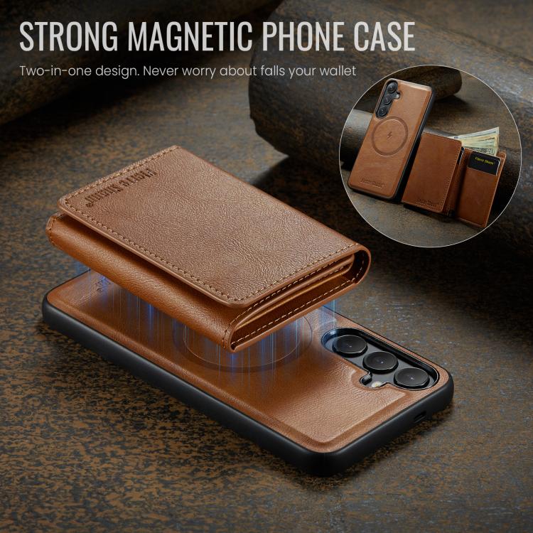 For Samsung Galaxy S24+ 5G Fierre Shann 2 in 1 Holder RFID Card Slot Wallet MagSafe Phone Case