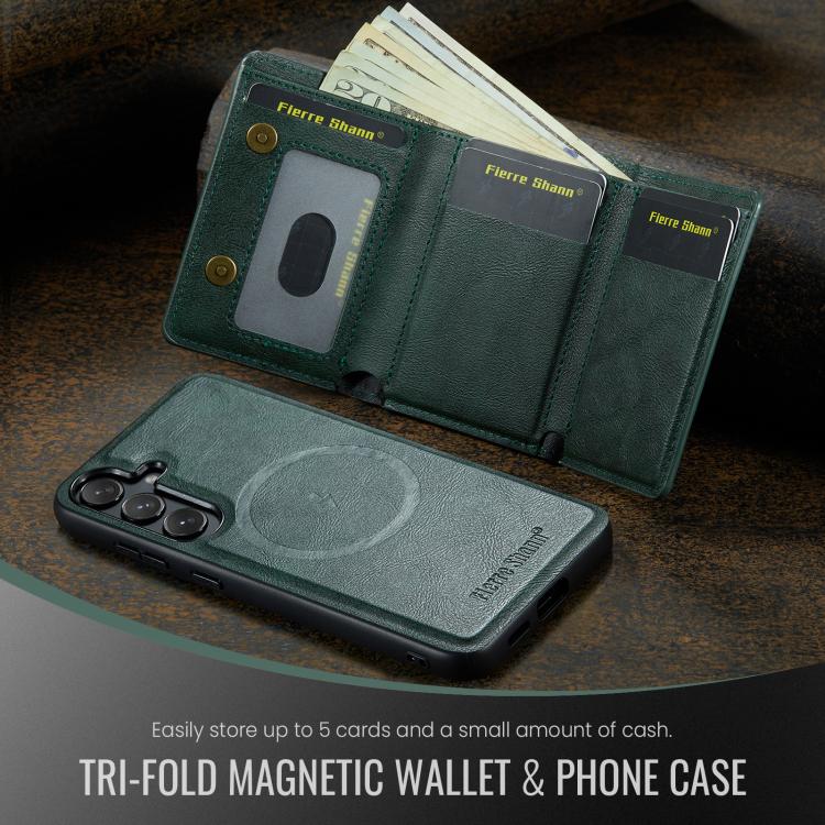 For Samsung Galaxy S24+ 5G Fierre Shann 2 in 1 Holder RFID Card Slot Wallet MagSafe Phone Case