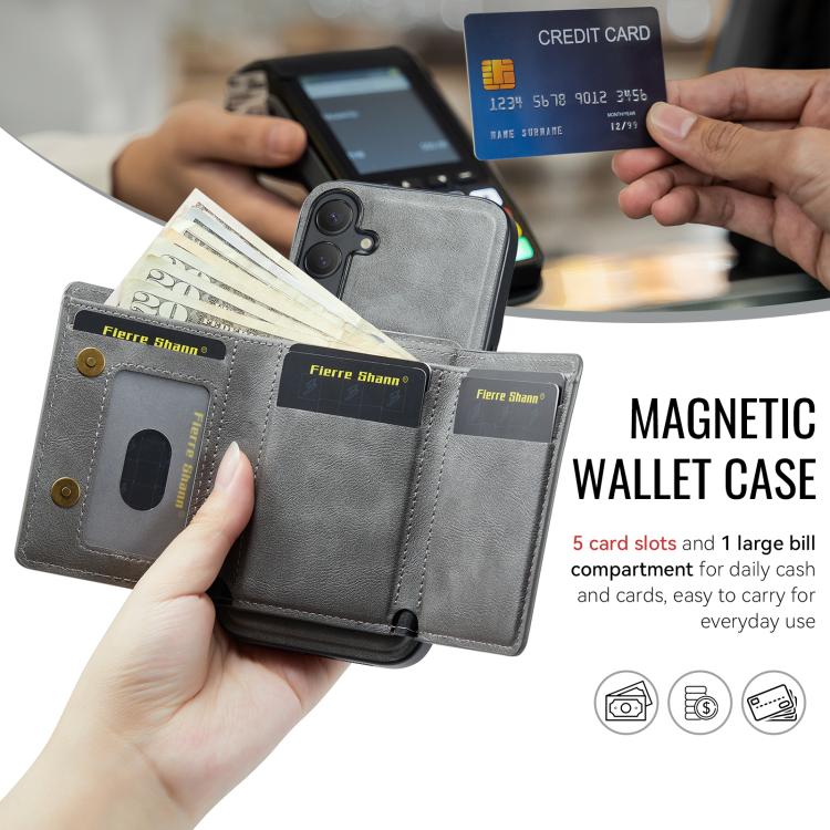 For Samsung Galaxy S24+ 5G Fierre Shann 2 in 1 Holder RFID Card Slot Wallet MagSafe Phone Case