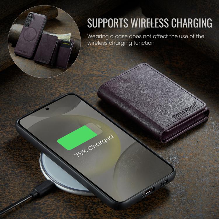 For Samsung Galaxy S24+ 5G Fierre Shann 2 in 1 Holder RFID Card Slot Wallet MagSafe Phone Case