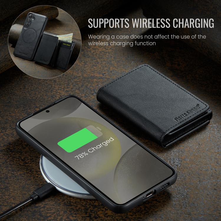 For Samsung Galaxy S24+ 5G Fierre Shann 2 in 1 Holder RFID Card Slot Wallet MagSafe Phone Case