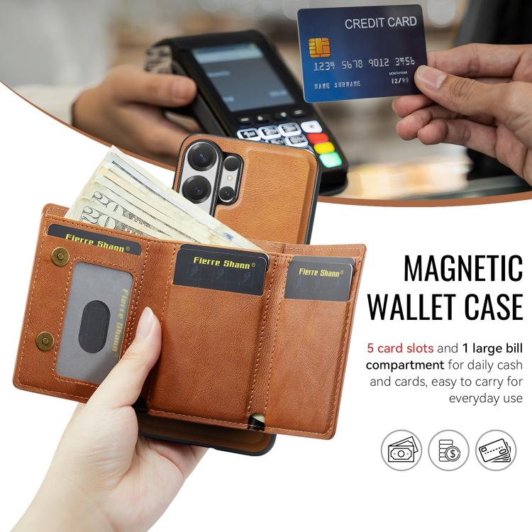 For Samsung Galaxy S26 Ultra 5G Fierre Shann 2 in 1 Holder RFID Card Slot Wallet MagSafe Phone Case