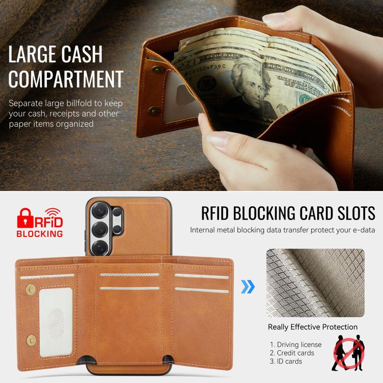 For Samsung Galaxy S26 Ultra 5G Fierre Shann 2 in 1 Holder RFID Card Slot Wallet MagSafe Phone Case