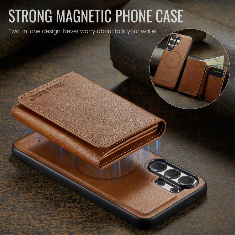 For Samsung Galaxy S26 Ultra 5G Fierre Shann 2 in 1 Holder RFID Card Slot Wallet MagSafe Phone Case
