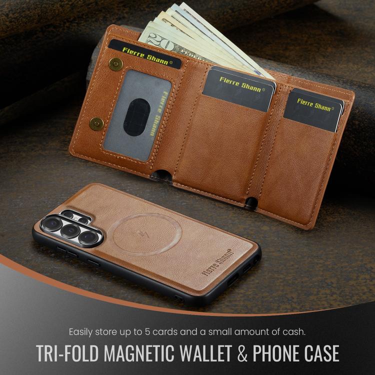For Samsung Galaxy S26 Ultra 5G Fierre Shann 2 in 1 Holder RFID Card Slot Wallet MagSafe Phone Case