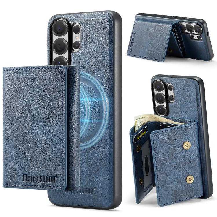 For Samsung Galaxy S26 Ultra 5G Fierre Shann 2 in 1 Holder RFID Card Slot Wallet MagSafe Phone Case