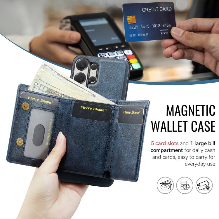 For Samsung Galaxy S26 Ultra 5G Fierre Shann 2 in 1 Holder RFID Card Slot Wallet MagSafe Phone Case