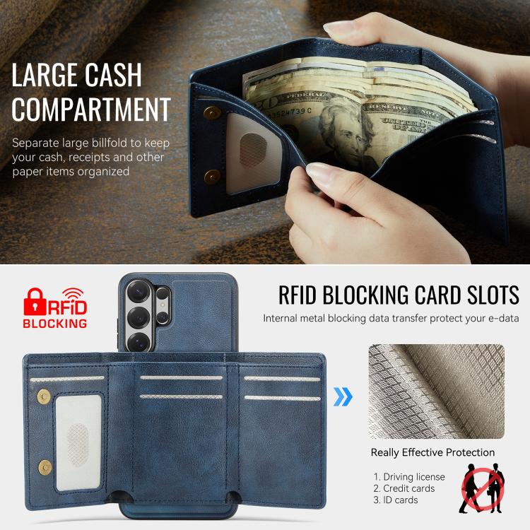 For Samsung Galaxy S26 Ultra 5G Fierre Shann 2 in 1 Holder RFID Card Slot Wallet MagSafe Phone Case