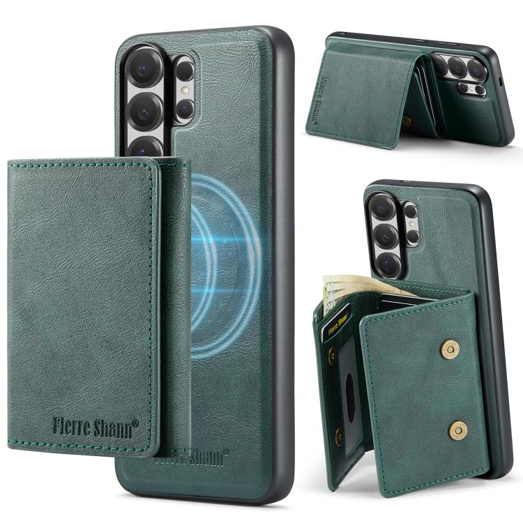 For Samsung Galaxy S26 Ultra 5G Fierre Shann 2 in 1 Holder RFID Card Slot Wallet MagSafe Phone Case