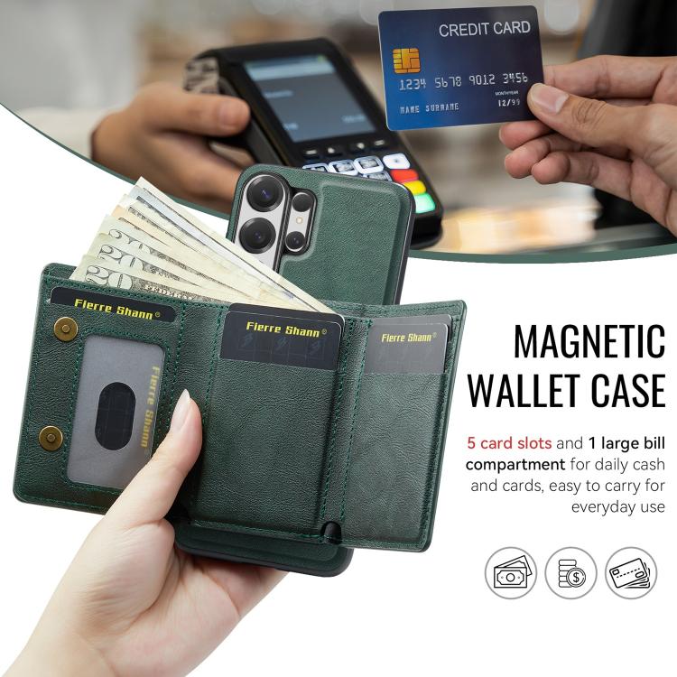 For Samsung Galaxy S26 Ultra 5G Fierre Shann 2 in 1 Holder RFID Card Slot Wallet MagSafe Phone Case