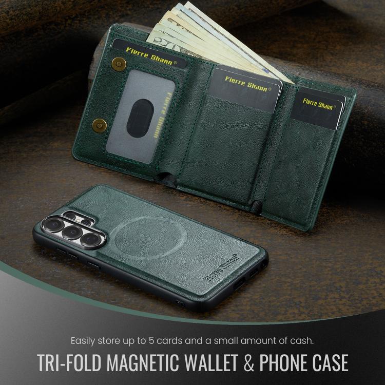 For Samsung Galaxy S26 Ultra 5G Fierre Shann 2 in 1 Holder RFID Card Slot Wallet MagSafe Phone Case