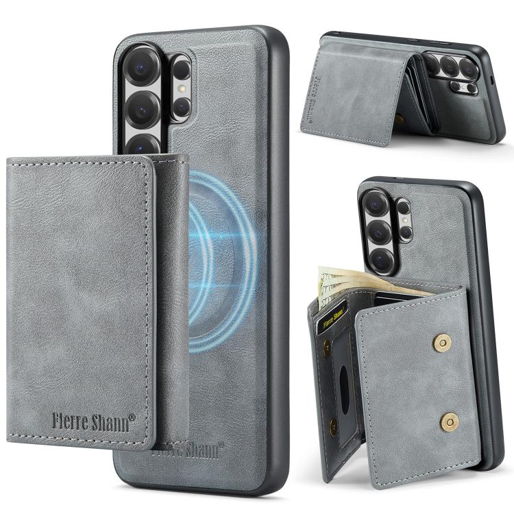 For Samsung Galaxy S26 Ultra 5G Fierre Shann 2 in 1 Holder RFID Card Slot Wallet MagSafe Phone Case