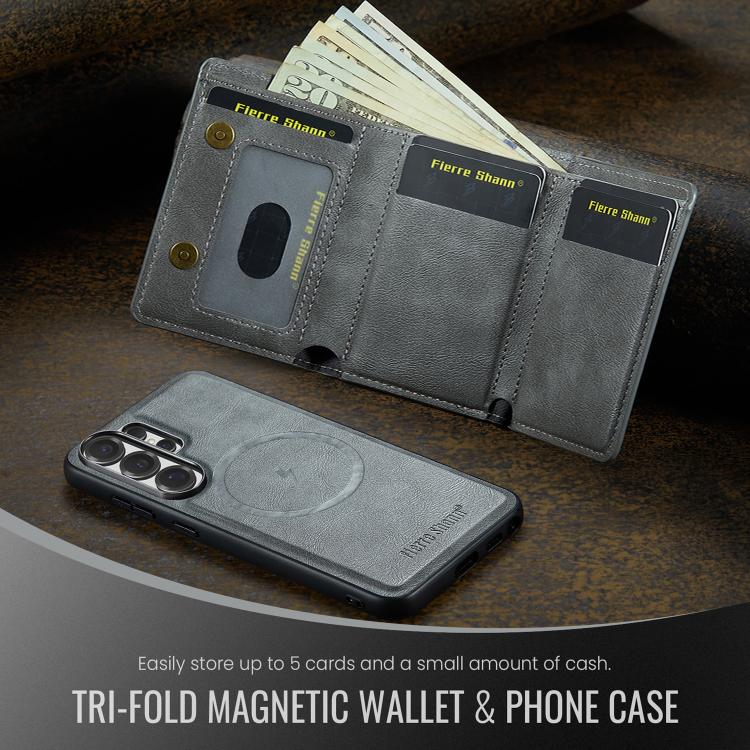 For Samsung Galaxy S26 Ultra 5G Fierre Shann 2 in 1 Holder RFID Card Slot Wallet MagSafe Phone Case