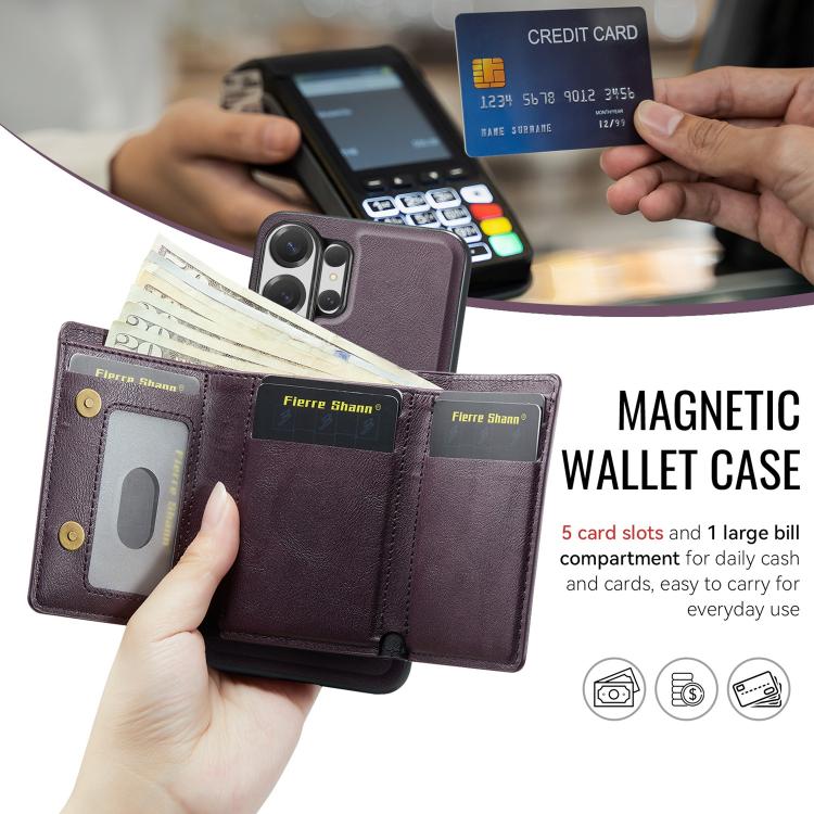 For Samsung Galaxy S26 Ultra 5G Fierre Shann 2 in 1 Holder RFID Card Slot Wallet MagSafe Phone Case