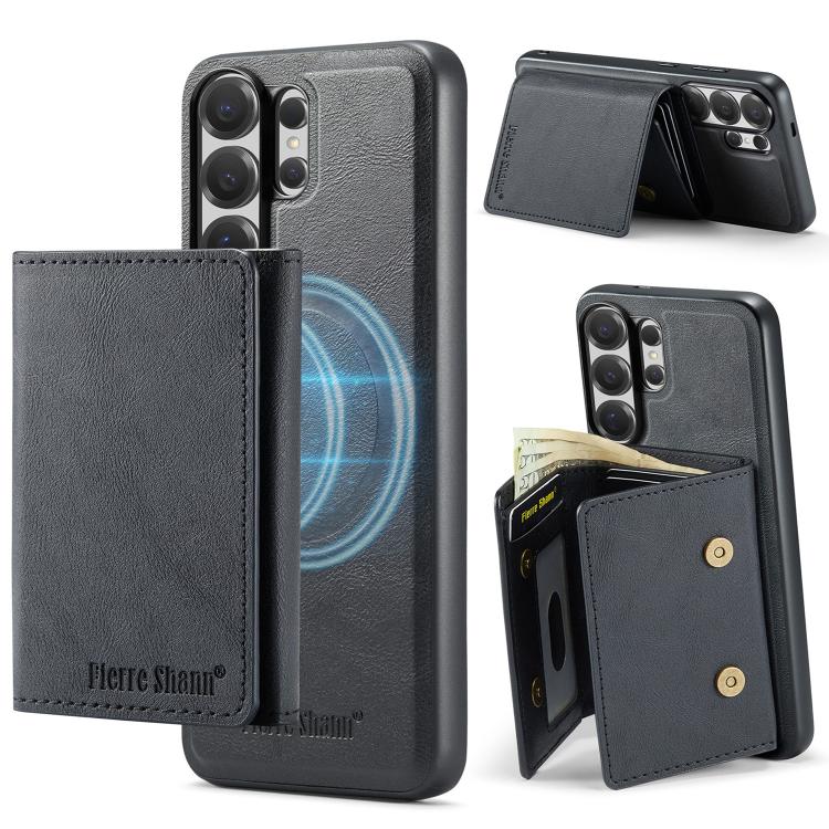 For Samsung Galaxy S26 Ultra 5G Fierre Shann 2 in 1 Holder RFID Card Slot Wallet MagSafe Phone Case