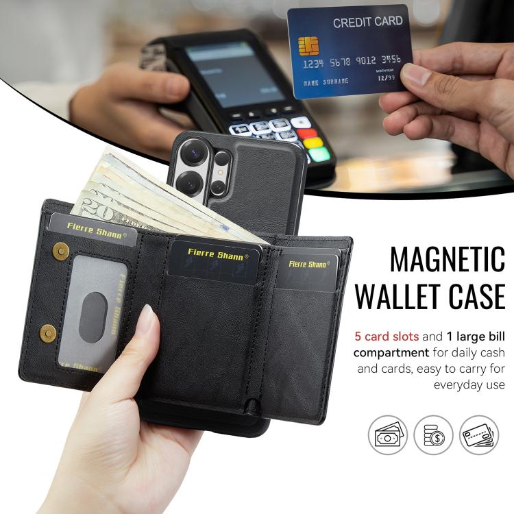 For Samsung Galaxy S26 Ultra 5G Fierre Shann 2 in 1 Holder RFID Card Slot Wallet MagSafe Phone Case