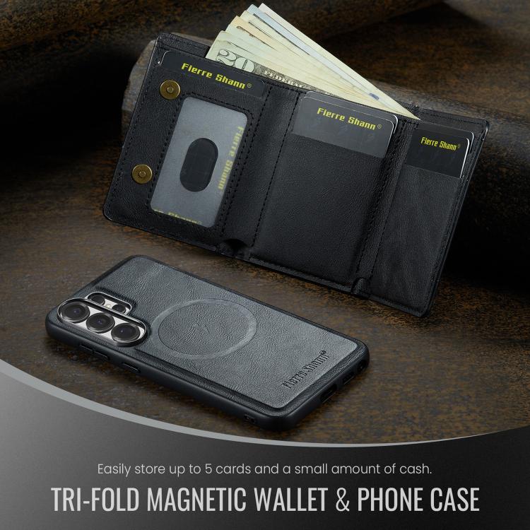 For Samsung Galaxy S26 Ultra 5G Fierre Shann 2 in 1 Holder RFID Card Slot Wallet MagSafe Phone Case