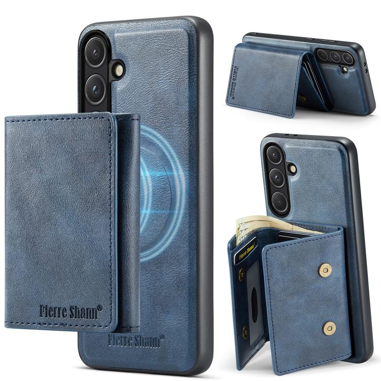 For Samsung Galaxy S26 5G Fierre Shann 2 in 1 Holder RFID Card Slot Wallet MagSafe Phone Case