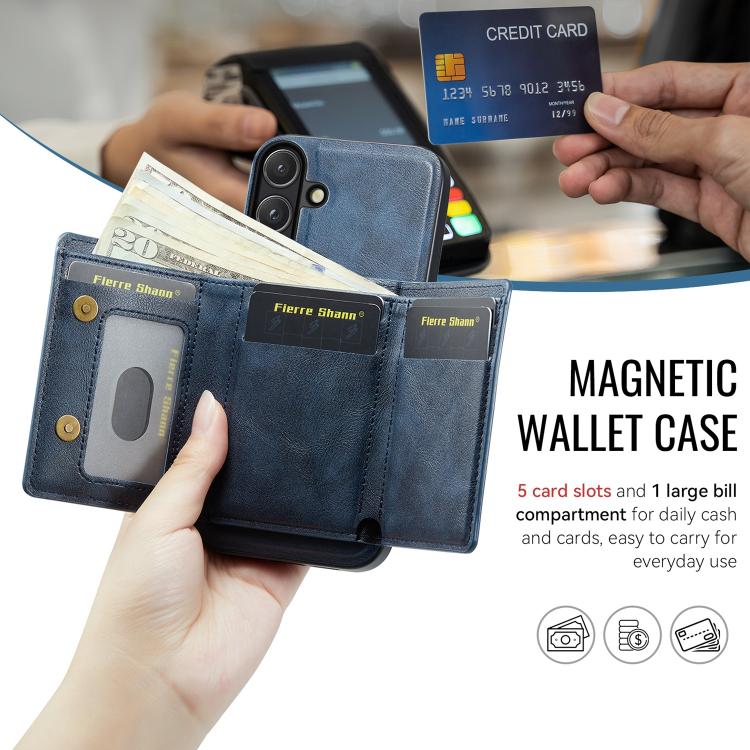 For Samsung Galaxy S26 5G Fierre Shann 2 in 1 Holder RFID Card Slot Wallet MagSafe Phone Case