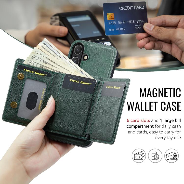 For Samsung Galaxy S26 5G Fierre Shann 2 in 1 Holder RFID Card Slot Wallet MagSafe Phone Case