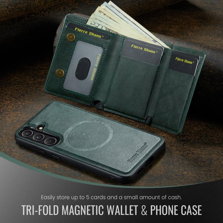 For Samsung Galaxy S26 5G Fierre Shann 2 in 1 Holder RFID Card Slot Wallet MagSafe Phone Case
