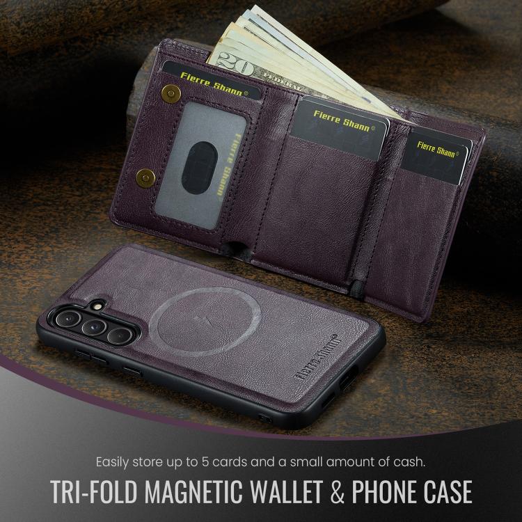 For Samsung Galaxy S26 5G Fierre Shann 2 in 1 Holder RFID Card Slot Wallet MagSafe Phone Case