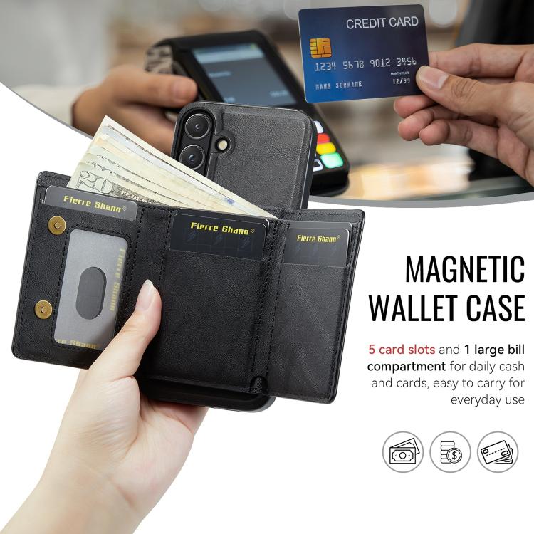 For Samsung Galaxy S26 5G Fierre Shann 2 in 1 Holder RFID Card Slot Wallet MagSafe Phone Case
