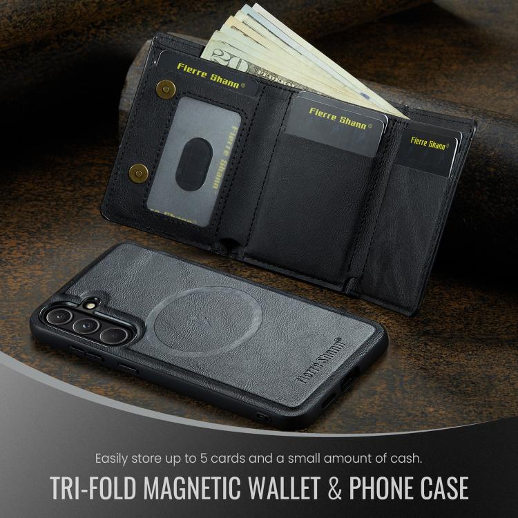 For Samsung Galaxy S26 5G Fierre Shann 2 in 1 Holder RFID Card Slot Wallet MagSafe Phone Case