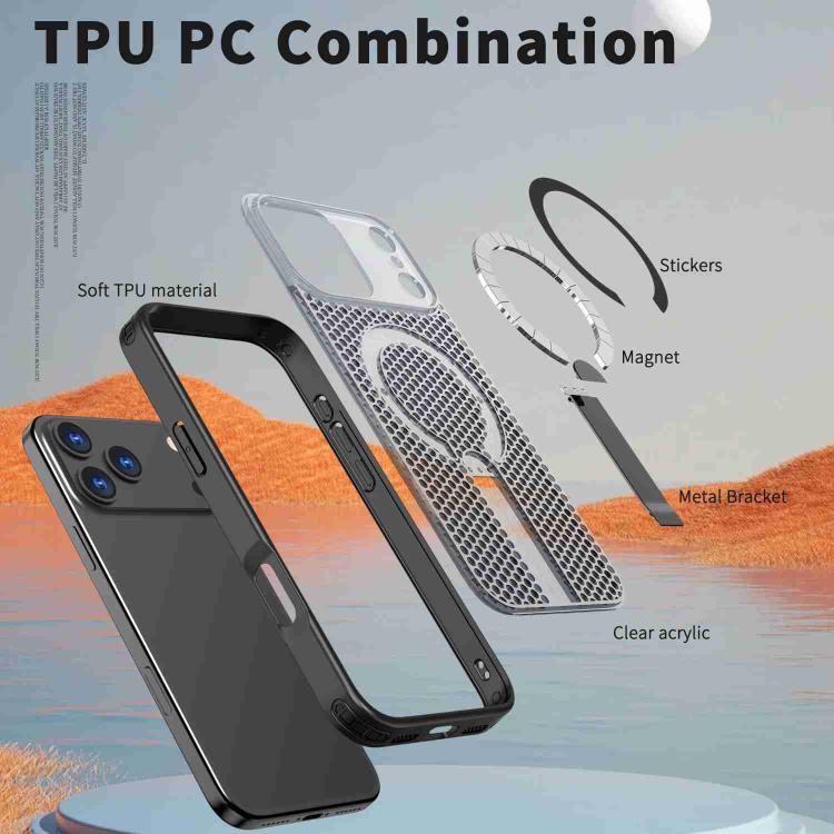 For iPhone 17 Pro kalebol Honeycomb Cooling MagSafe Holder Phone Case
