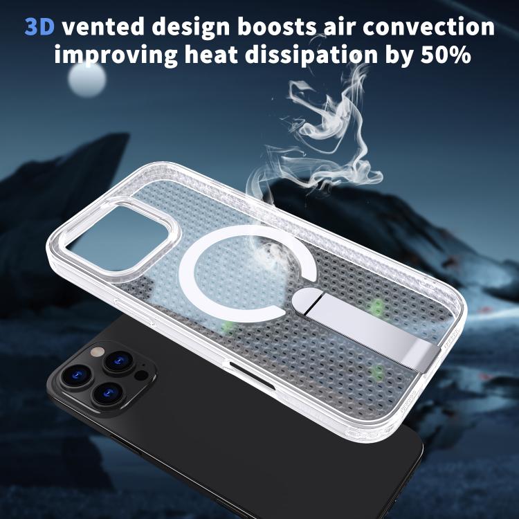 For iPhone 16 Pro kalebol Honeycomb Cooling MagSafe Holder Phone Case