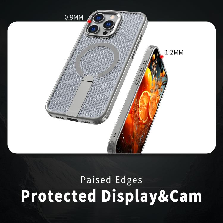 For iPhone 16 Plus kalebol Honeycomb Cooling MagSafe Holder Phone Case