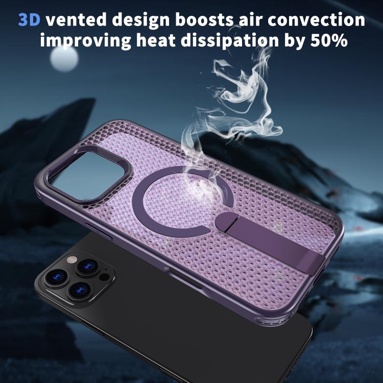For iPhone 16 Plus kalebol Honeycomb Cooling MagSafe Holder Phone Case