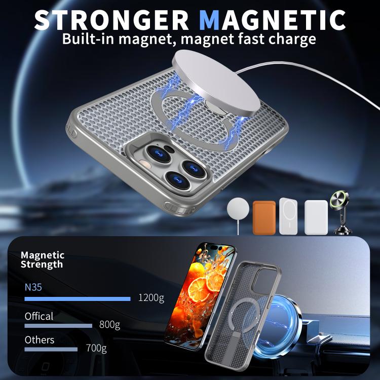 For iPhone 16 kalebol Honeycomb Cooling MagSafe Holder Phone Case