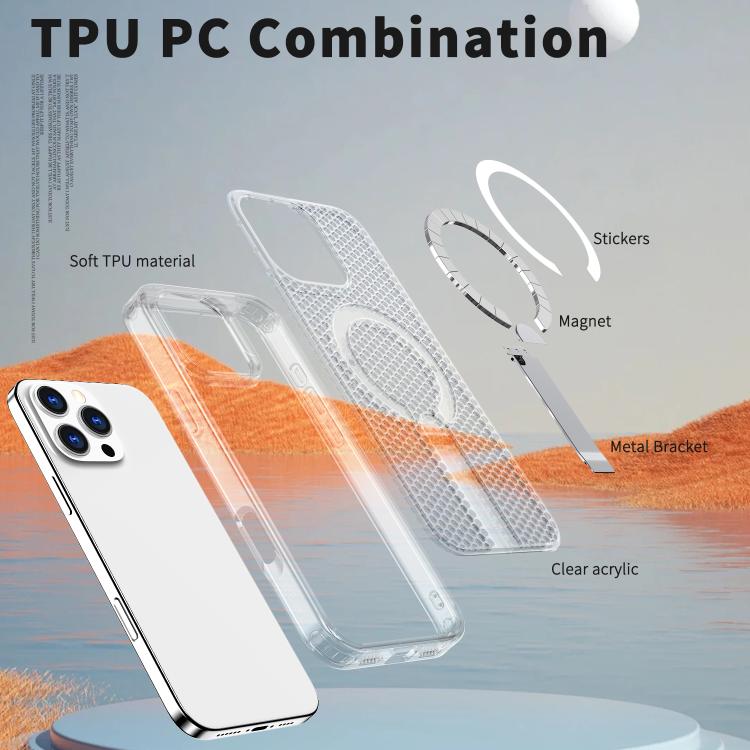 For iPhone 16 kalebol Honeycomb Cooling MagSafe Holder Phone Case