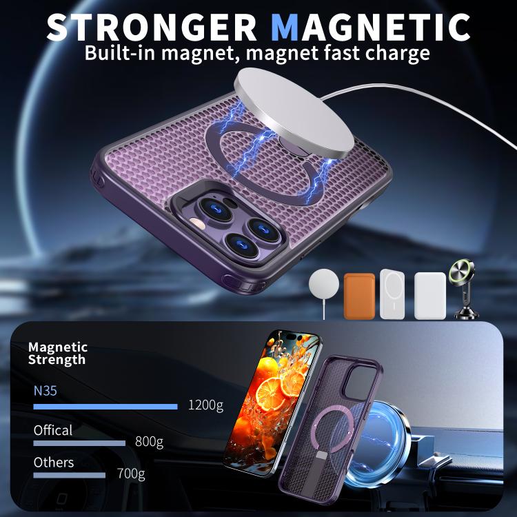 For iPhone 16 kalebol Honeycomb Cooling MagSafe Holder Phone Case