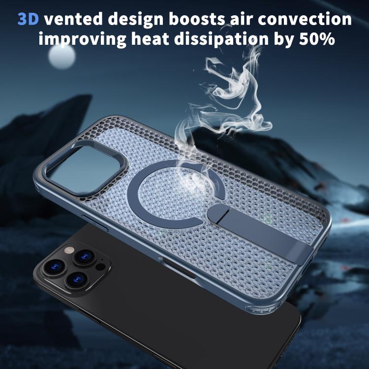 For iPhone 15 Pro Max kalebol Honeycomb Cooling MagSafe Holder Phone Case
