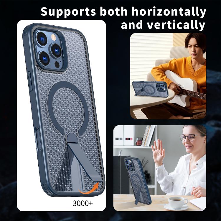 For iPhone 15 Plus kalebol Honeycomb Cooling MagSafe Holder Phone Case