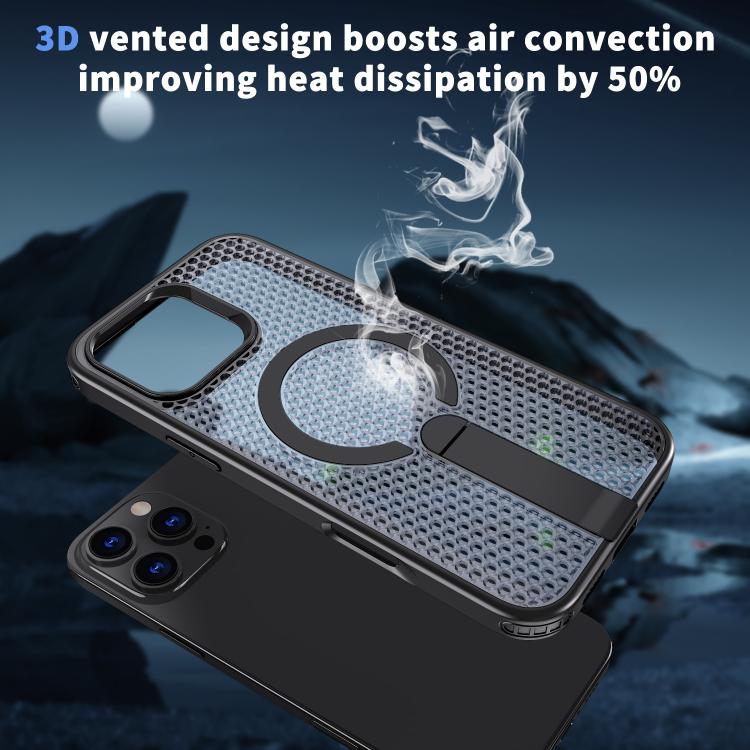 For iPhone 15 kalebol Honeycomb Cooling MagSafe Holder Phone Case