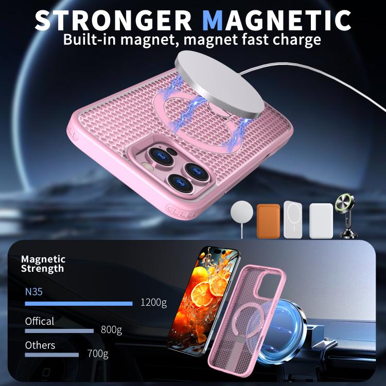 For iPhone 14 Pro Max kalebol Honeycomb Cooling MagSafe Holder Phone Case