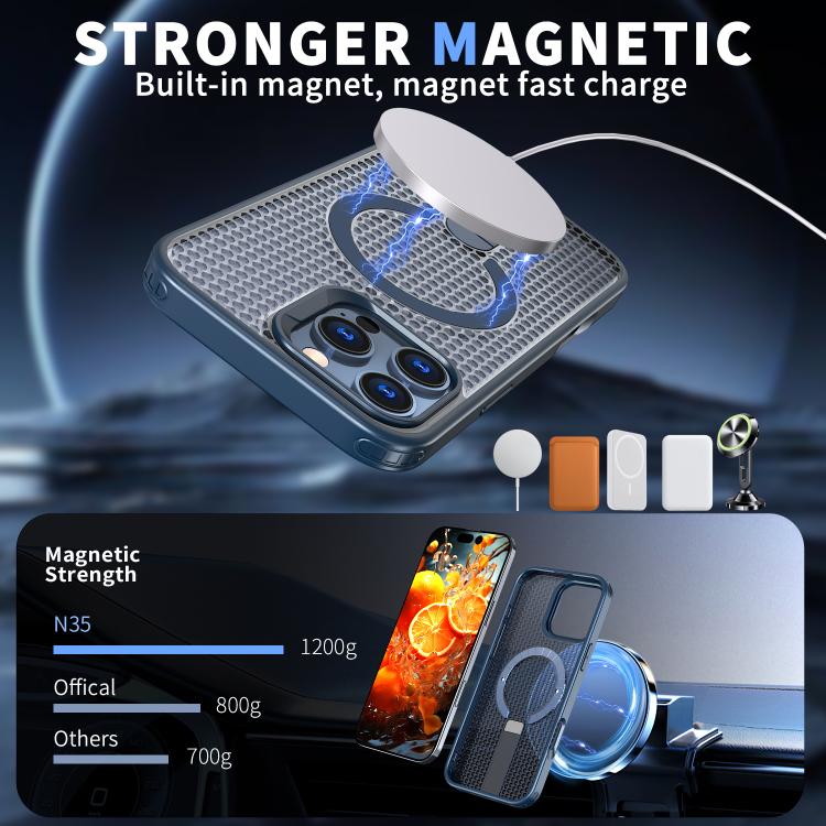 For iPhone 13 Pro Max kalebol Honeycomb Cooling MagSafe Holder Phone Case