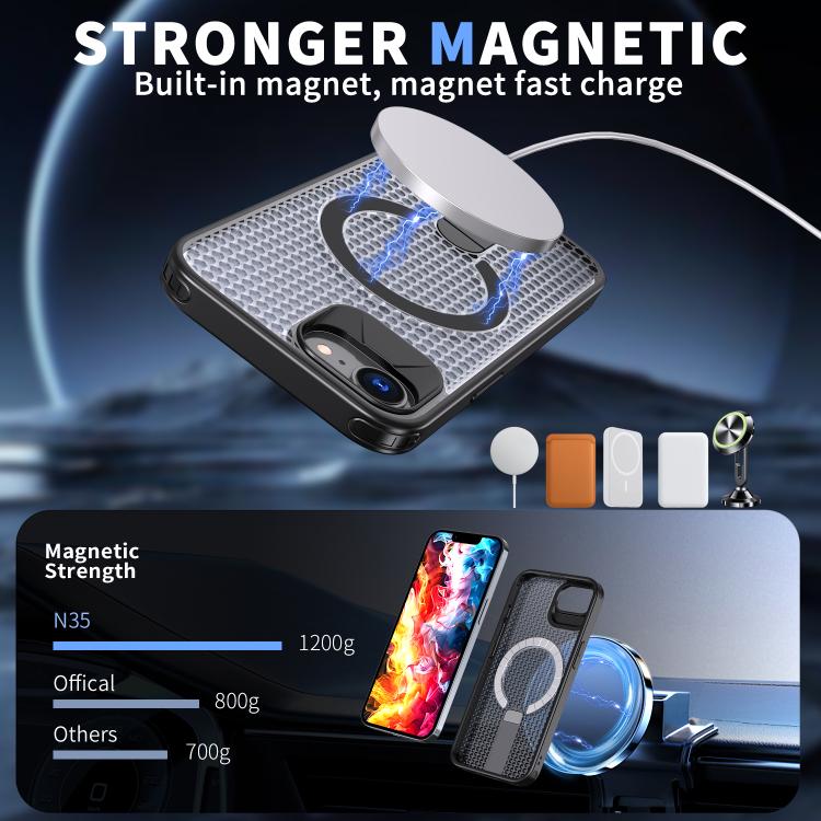 For iPhone 17e / 16e kalebol Honeycomb Cooling MagSafe Holder Phone Case